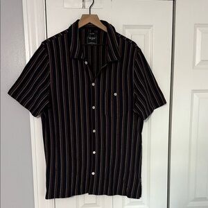 Todd Snyder Navy and Orange Striped Shirt